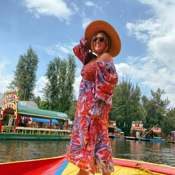 FARM Rio Maxi Dress L Coloured Bananas Puff Sleeves Smocked Tropical - Picture 14 of 15